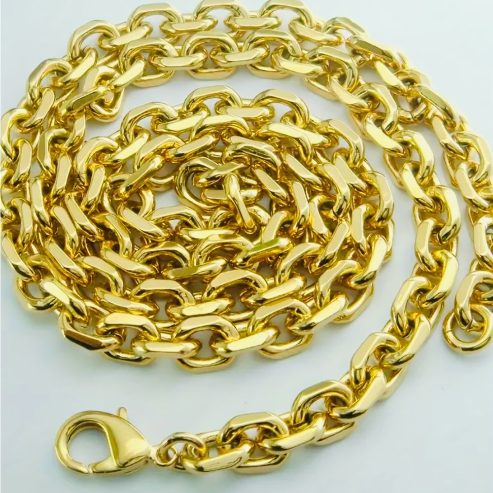 Gold stainless steel chain, unisex gold chain, rolo chain stainless steel 20”